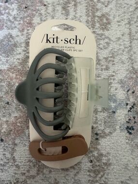 Kitsch 3-Pack Hair Clip Set — Olive Green, Frosted Green & Brown